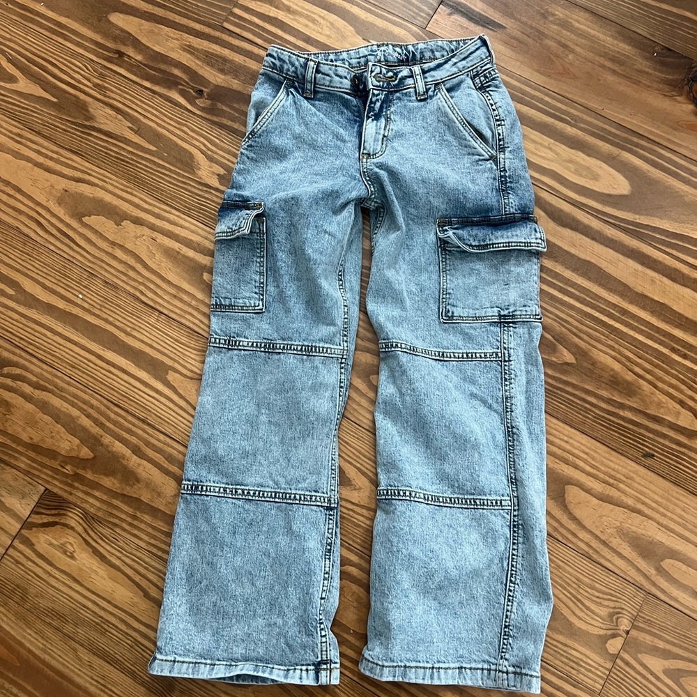 Bootcut, cargo pocket denim pants